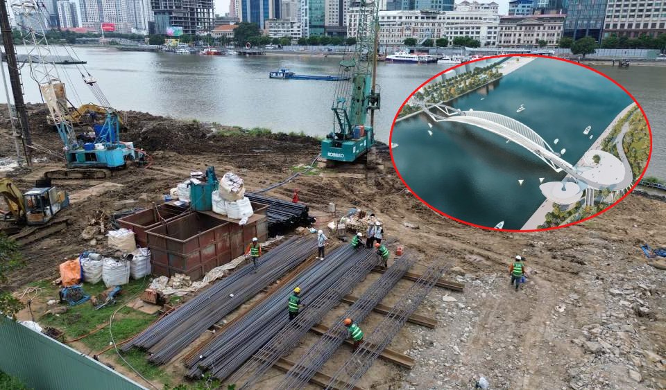 Cầu đi bộ gần 1.000 tỷ đồng vượt sông Sài Gòn đang làm đến đâu?