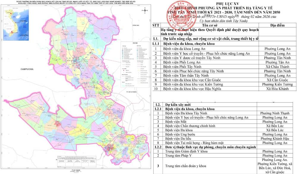 Quy hoạch Tây Ninh 2030: Hình thành Khu phức hợp y tế quy mô 100ha giáp ranh TP.HCM