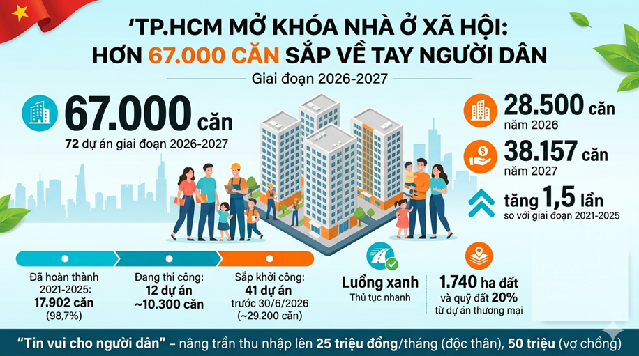 TP.HCM “mở khóa” nhà ở xã hội: 67.000 căn cho dân trong 2 năm