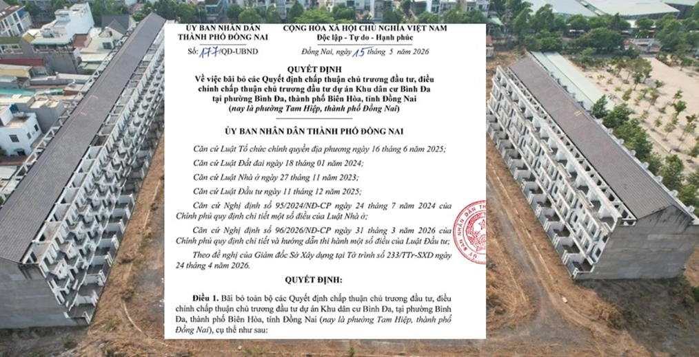 Đồng Nai hủy bỏ các quyết định liên quan dự án Khu dân cư Bình Đa ở trung tâm Biên Hòa